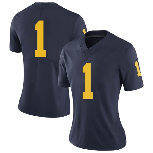Nico Collins Michigan Wolverines Women's NCAA #1 Navy Limited Brand Jordan College Stitched Football Jersey OOZ3254KV